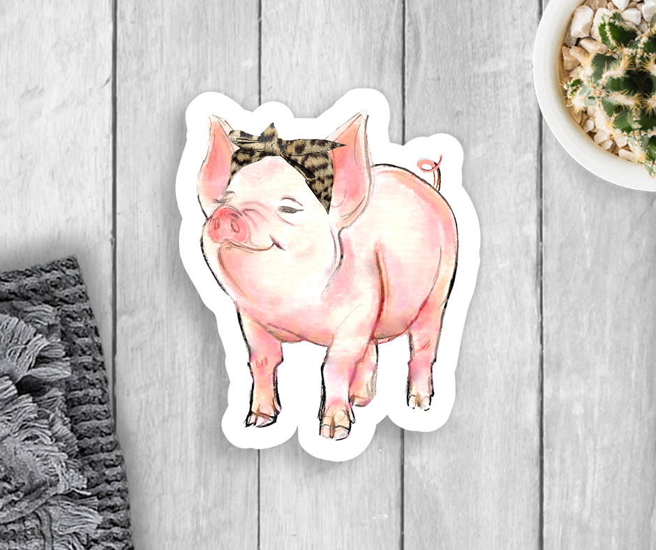 Watercolor Pig Vinyl Sticker