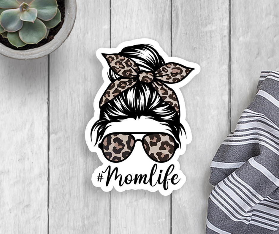 Messy Bun Mom Life Vinyl Sticker