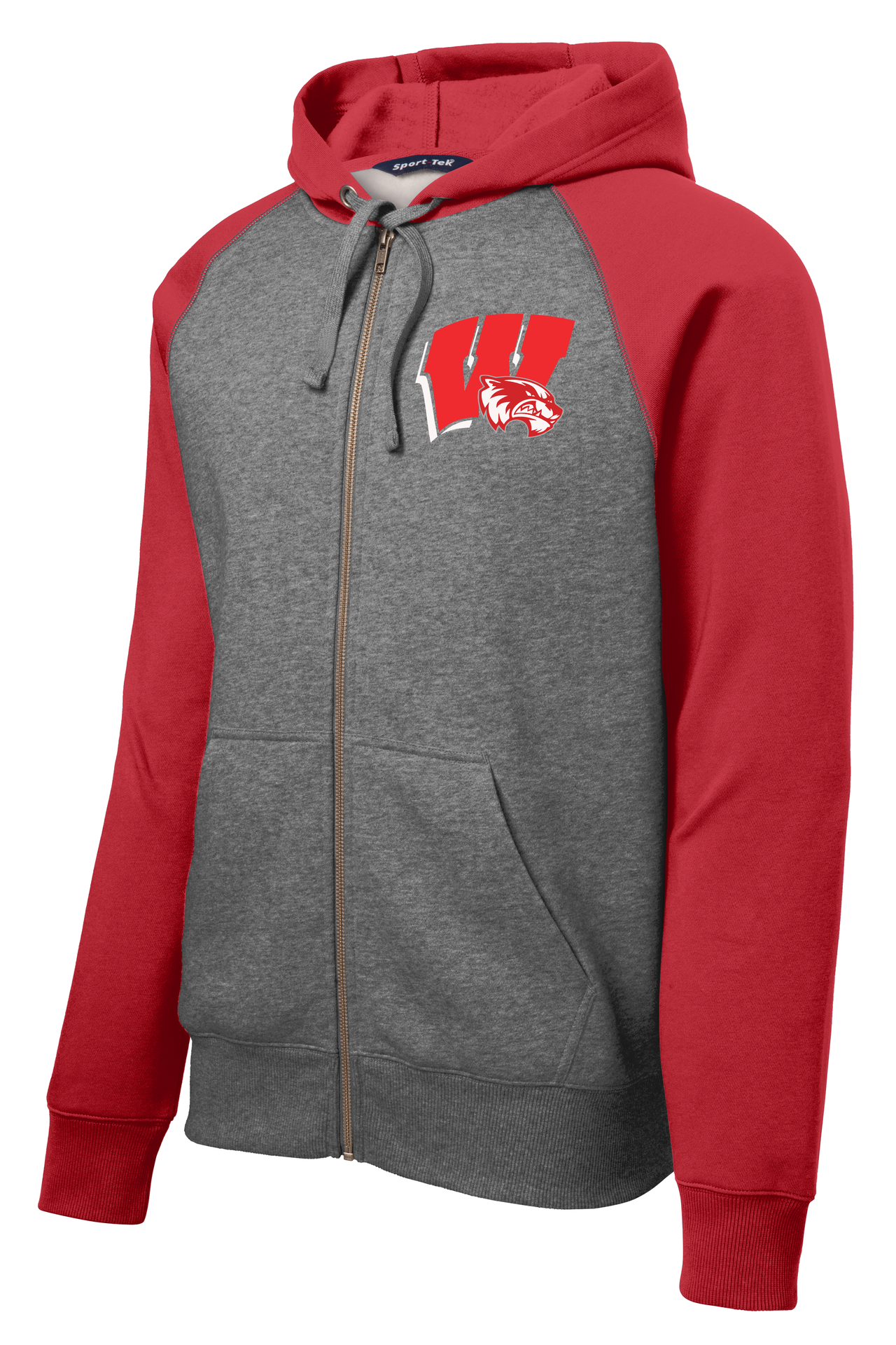 W Wolverine Head Sport-Tek® Raglan Colorblock Full-Zip Hoodie