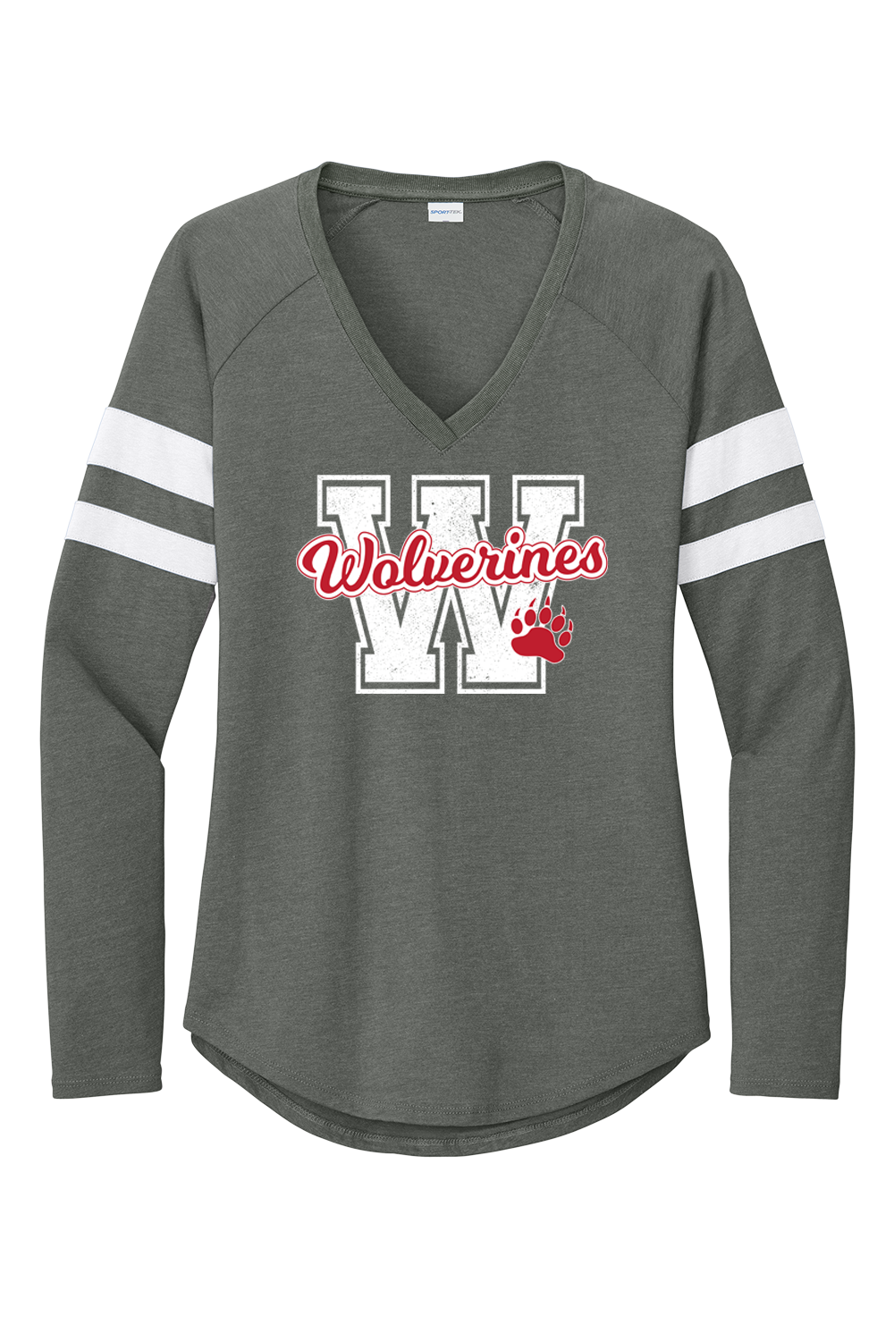Signature W Sport-Tek®  Stripe Long Sleeve V-Neck Tee LST6043