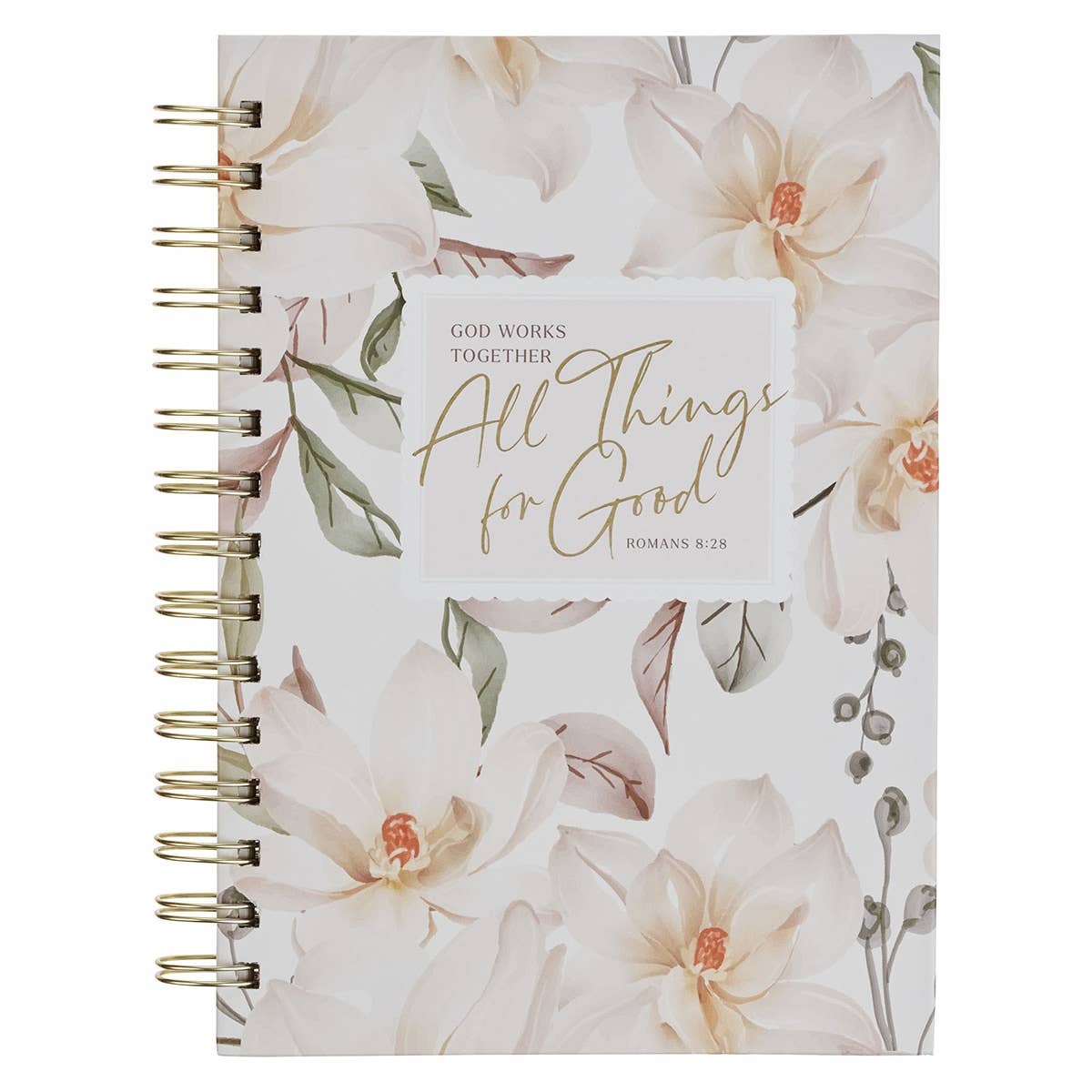 Journal Wirebound White Floral All Things For Good Rom. 8:27
